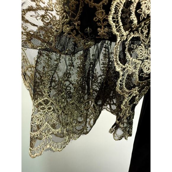 Tuckernuck Pomander Place Gold Embroidered Hem Lillith Black Dress  Size XXL - Picture 5 of 11